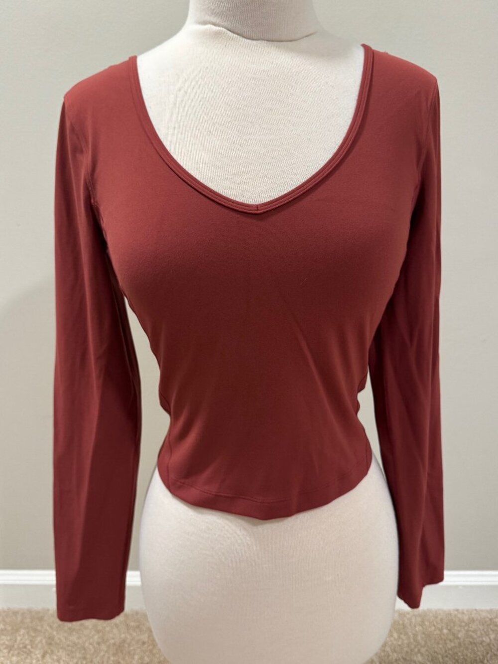 Womens Size 6 LuLuLemon Align High Rise Long Sleeve Crop Top Cranberry Charm $98